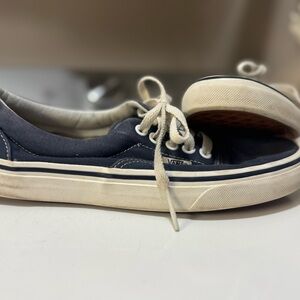 Vans Dark Blue Canvas Shoes with Cream Accents